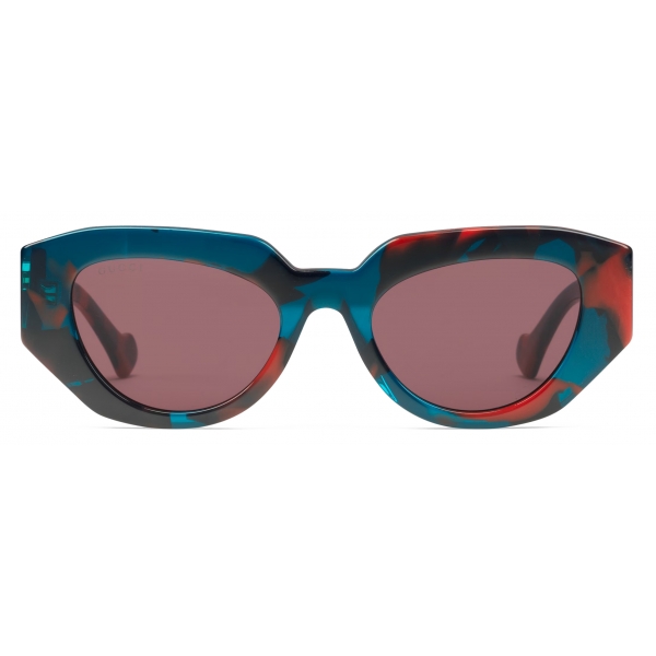 Gucci - Occhiale da Sole Geometrica - Tartaruga Rosso Blu Viola - Gucci Eyewear