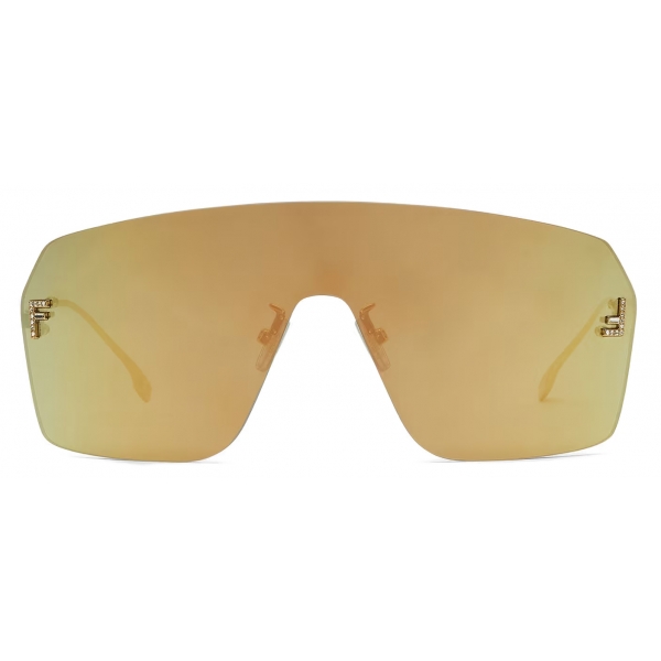 Fendi - Fendi First Crystal - Mask Sunglasses - Gold - Sunglasses - Fendi Eyewear