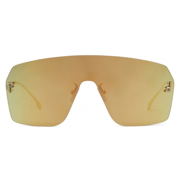 Fendi - Fendi First Crystal - Mask Sunglasses - Gold Fendi - Fendi First Crystal - Mask Sunglasses - Gold