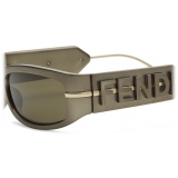 Fendi - Fendigraphy - Rectangular Sunglasses - Gunmetal Dark Brown - Sunglasses - Fendi Eyewear