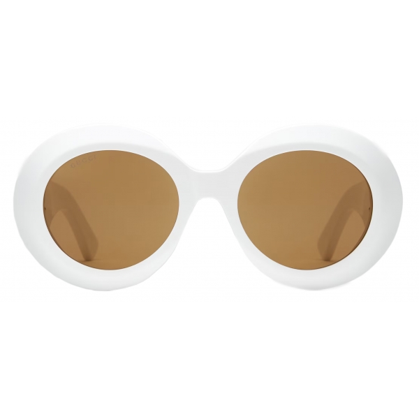 Gucci - Round Sunglasses - White Brown - Gucci Eyewear