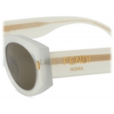 Fendi - Fendi Roma - Occhiali da Sole Ovale - Bianco Marrone - Occhiali da Sole - Fendi Eyewear