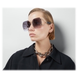 Gucci - Occhiale da Sole Geometrica - Oro Giallo Grigio - Gucci Eyewear