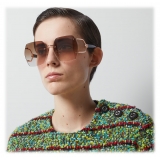Gucci - Occhiale da Sole Geometrica - Oro Rosa Marrone - Gucci Eyewear