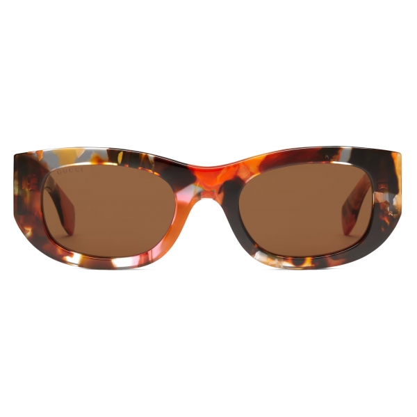 Gucci - Occhiale da Sole Ovali - Tartaruga Arancione Marrone - Gucci Eyewear