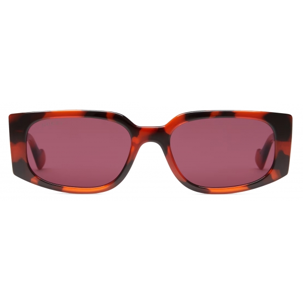 Gucci - Occhiale da Sole Rettangolari - Tartaruga Opale Arancione Bordeaux - Gucci Eyewear