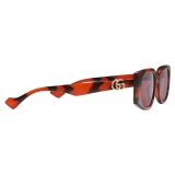 Gucci - Occhiale da Sole Rettangolari - Tartaruga Opale Arancione Bordeaux - Gucci Eyewear
