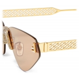 Fendi - Fendi First Crystal Crystal - Occhiali da Sole Cat Eye - Oro Marrone - Occhiali da Sole - Fendi Eyewear