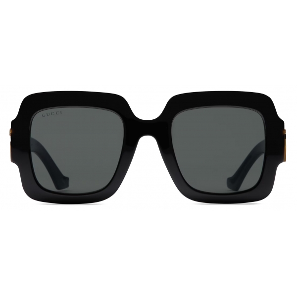 Gucci - Square Double G Sunglasses - Black Grey - Gucci Eyewear