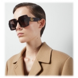 Gucci - Occhiale da Sole Doppia G Quadrati - Tartaruga Marrone - Gucci Eyewear