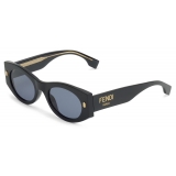Fendi - Fendi Roma - Oval Sunglasses - Black Denim Blue - Sunglasses - Fendi Eyewear