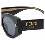 Fendi - Fendi Roma - Occhiali da Sole Ovale - Denim Blu Denim - Occhiali da Sole - Fendi Eyewear