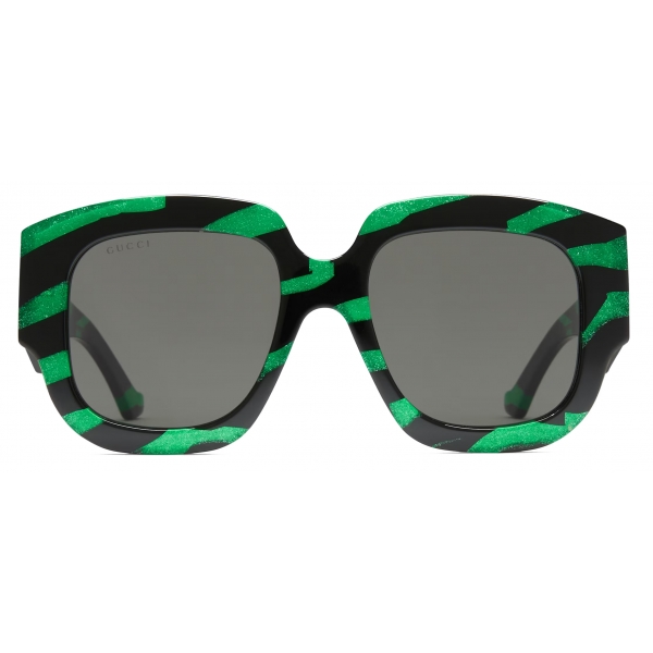 Gucci - Square Sunglasses - Green Black Zebra Grey - Gucci Eyewear