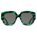 Gucci - Occhiale da Sole Quadrati - Zebra Nero Verde Grigio - Gucci Eyewear