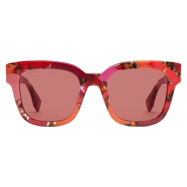 Gucci - Occhiale da Sole Quadrati - Tartaruga Rosa Rosso - Gucci Eyewear