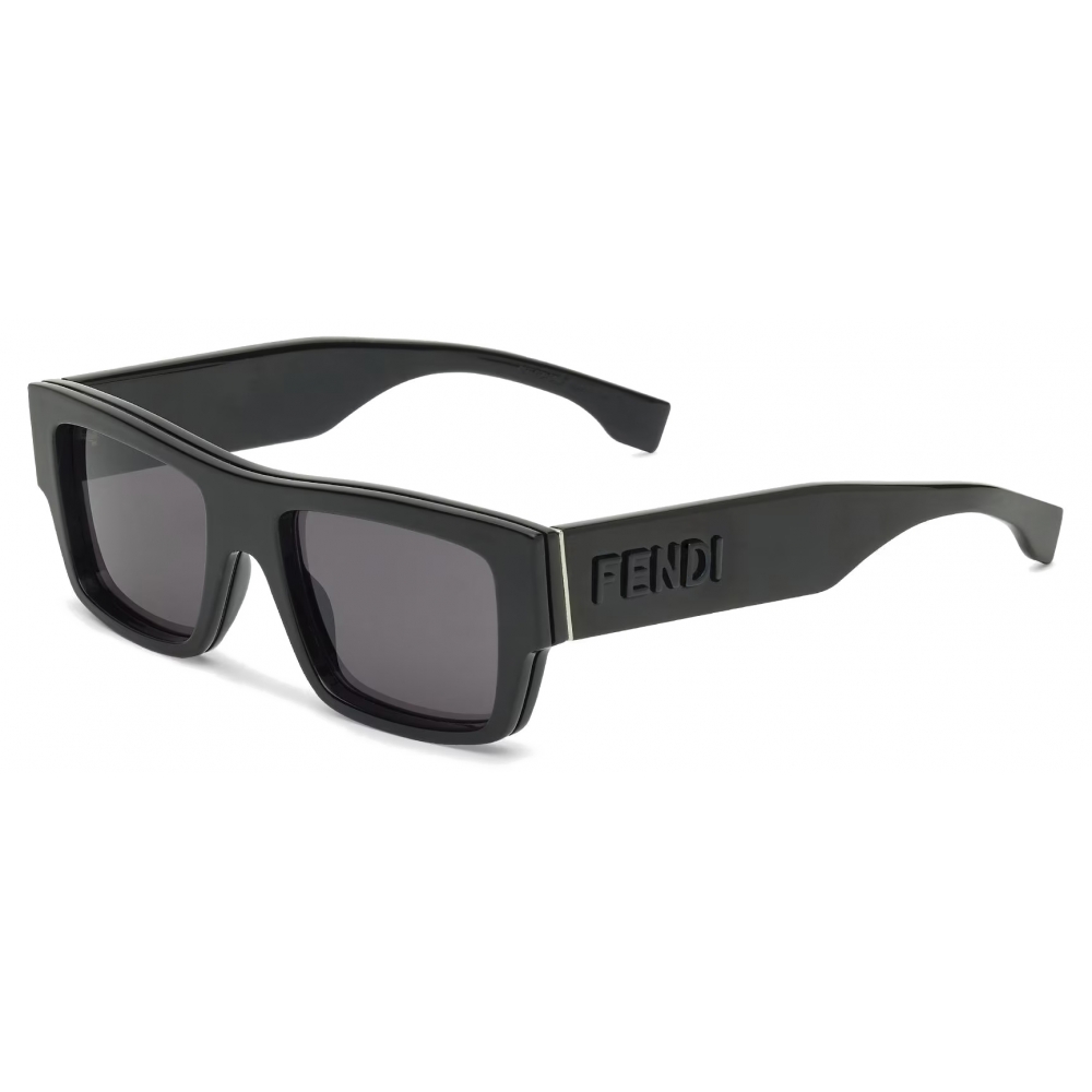 Fendi - Signature - Rectangular Sunglasses - Black Grey - Sunglasses ...