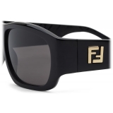 Fendi - FF - Occhiali da Sole Rettangolare - Nero Grigio - Occhiali da Sole - Fendi Eyewear