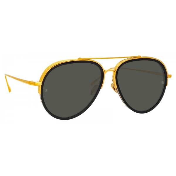 Linda Farrow - Abel Aviator Sunglasses in Black Yellow Gold - LFL1118C1SUN - Linda Farrow Eyewear