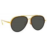 Linda Farrow - Occhiali da Sole Abel Aviator in Nero Oro Giallo - LFL1118C1SUN - Linda Farrow Eyewear