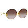 Linda Farrow - Occhiali da Sole Alona Hexagon in Marrone Sfumato - LFL901C22SUN - Linda Farrow Eyewear