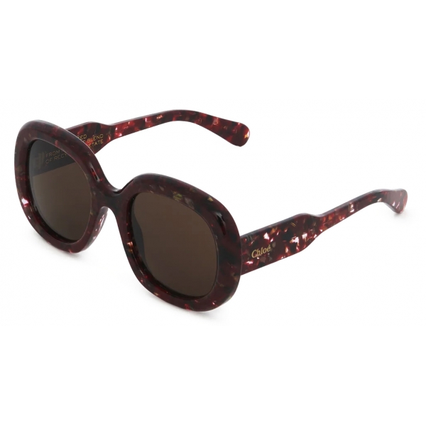 Chloé - Gayia Sunglasses in Acetate - Red Garnet Brown - Chloé Eyewear