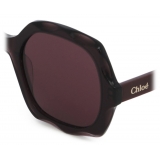 Chloé - Olivia Sunglasses in Acetate - Dark Mauve Transparent Dark Wine - Chloé Eyewear