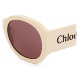 Chloé - Occhiali da Sole Naomy in Acetato - Avorio Bordeaux - Chloé Eyewear