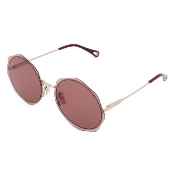 Chloé - Honoré Sunglasses in Metal - Gold Gradient Burgundy - Chloé Eyewear