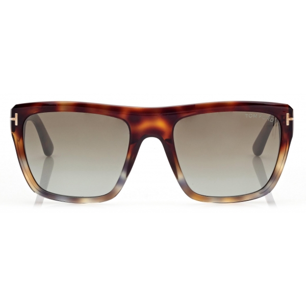 Tom Ford - Alberto Sunglasses - Occhiali da Sole Quadrati - Havana Scuro Argento - Occhiali da Sole - Tom Ford Eyewear