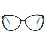 Tom Ford - Blue Block Butterfly Opticals - Occhiali da Vista a Farfalla - Nero - FT5907-B - Occhiali da Vista