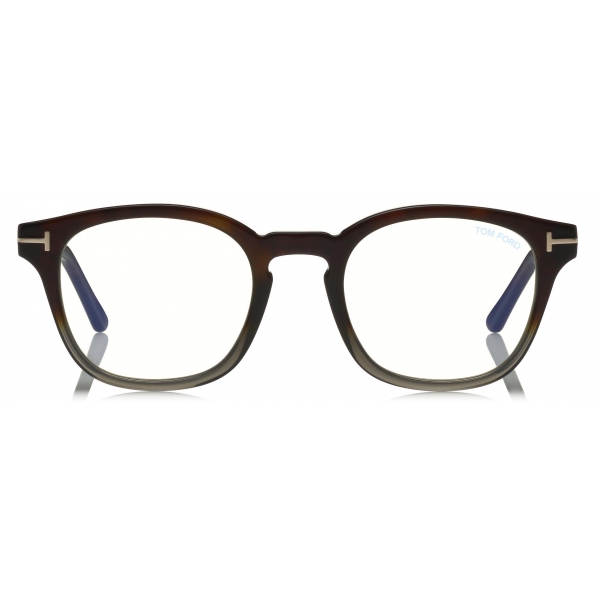 Tom Ford - Blue Block Soft Round Opticals - Round Optical Glasses - Grey Havana - FT5532-B - Optical Glasses