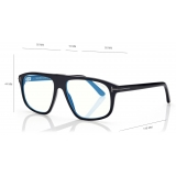 Tom Ford - Blue Block Square Opticals - Occhiali da Vista Quadrati - Nero - FT5901-BN - Occhiali da Vista