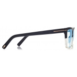 Tom Ford - Blue Block Square Opticals - Occhiali da Vista Quadrati - Nero Marrone - FT5912-B - Occhiali da Vista