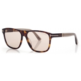 Tom Ford - Frances Sunglasses - Occhiali da Sole Quadrati - Havana Scuro - Occhiali da Sole - Tom Ford Eyewear