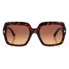 Tom Ford - Kaya Sunglasses - Occhiali da Sole Quadrati - Havana Scuro - Occhiali da Sole - Tom Ford Eyewear
