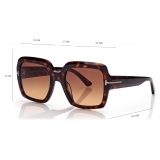Tom Ford - Kaya Sunglasses - Occhiali da Sole Quadrati - Havana Scuro - Occhiali da Sole - Tom Ford Eyewear