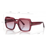 Tom Ford - Kaya Sunglasses - Occhiali da Sole Quadrati - Rosso Lucido Viola - Occhiali da Sole - Tom Ford Eyewear