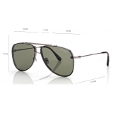 Tom Ford - Leon Sunglasses - Occhiali da Sole Pilota - Rutenio Verde - Occhiali da Sole - Tom Ford Eyewear