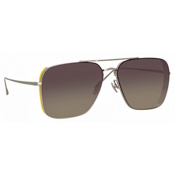 Linda Farrow - Occhiali da Sole Asher Aviator in Oro Bianco - LFL1122C2SUN - Linda Farrow Eyewear