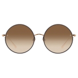 Linda Farrow - Occhiali da Sole Bea Round in Oro Rosa - LFL1333C4SUN - Linda Farrow Eyewear