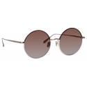 Linda Farrow - Bea Round Sunglasses in Light Gold Brown - LFL1333C8SUN - Linda Farrow Eyewear