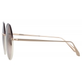 Linda Farrow - Bea Round Sunglasses in Light Gold Brown - LFL1333C8SUN - Linda Farrow Eyewear