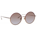 Linda Farrow - Bea Round Sunglasses in Light Gold Red - LFL1333C9SUN - Linda Farrow Eyewear