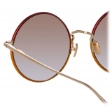 Linda Farrow - Bea Round Sunglasses in Light Gold Red - LFL1333C9SUN - Linda Farrow Eyewear