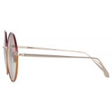 Linda Farrow - Bea Round Sunglasses in Light Gold Red - LFL1333C9SUN - Linda Farrow Eyewear