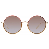 Linda Farrow - Bea Round Sunglasses in Light Gold Red - LFL1333C9SUN - Linda Farrow Eyewear