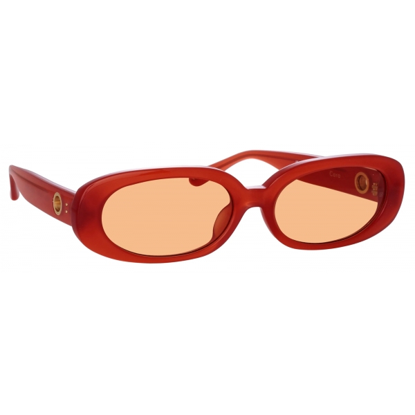 Linda Farrow - Occhiali da Sole Cara Oval in Terracotta - LFL1252C13SUN - Linda Farrow Eyewear