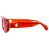 Linda Farrow - Occhiali da Sole Cara Oval in Terracotta - LFL1252C13SUN - Linda Farrow Eyewear