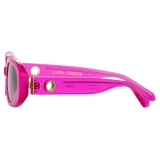 Linda Farrow - Cara Oval Sunglasses in Fuchsia - LFL1252C7SUN - Linda Farrow Eyewear