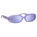 Linda Farrow - Cara Oval Sunglasses in Purple - LFL1252C8SUN - Linda Farrow Eyewear